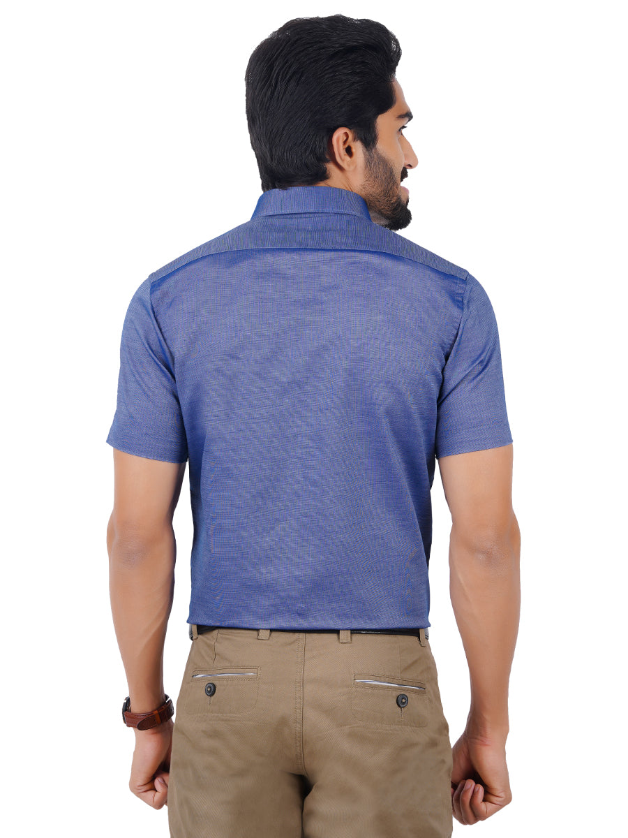 Men Premium Cotton Half Sleeves Shirt Blue Grey EL GP3