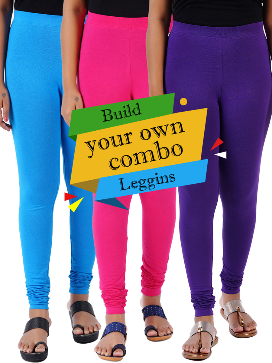 Churidar Fit Cotton Spandex  Stretchable Comfort Leggings_Build Your Own 3 Pcs Combo