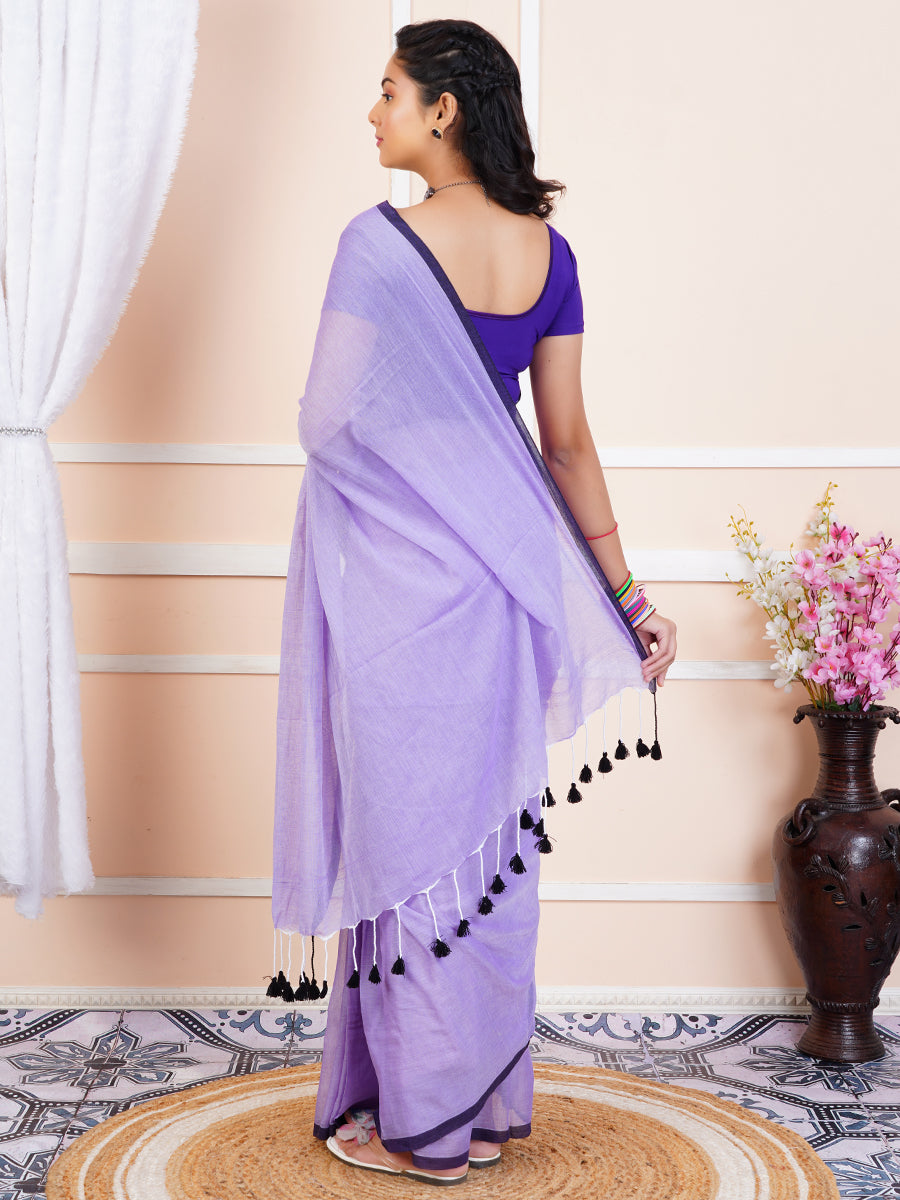 Womens Semi Cotton Saree Purple SCS80