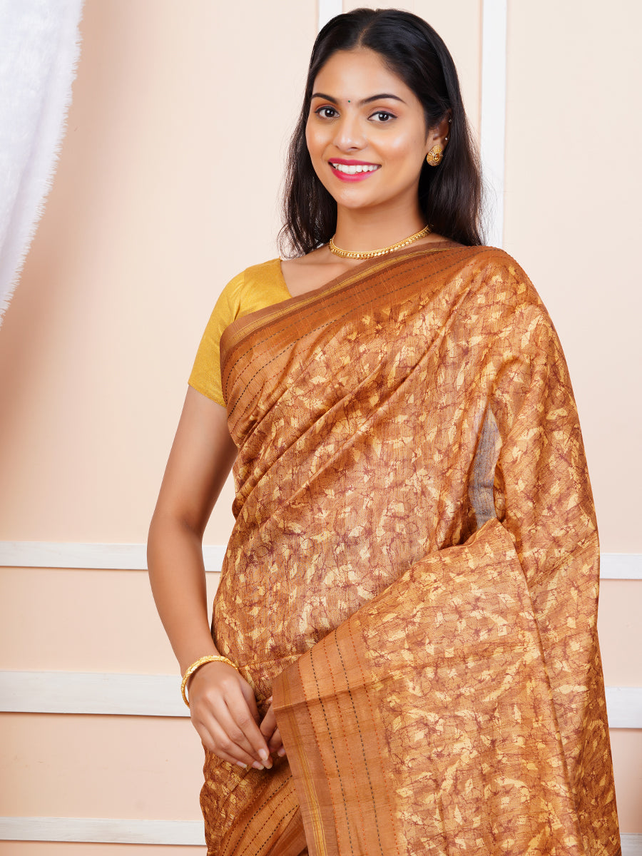 Womens Semi Tussar Silk Saree Brown ST120