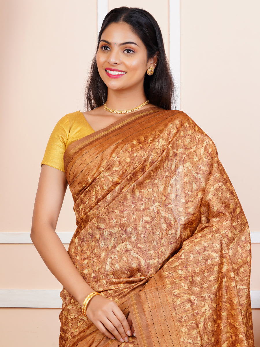 Womens Semi Tussar Silk Saree Brown ST120