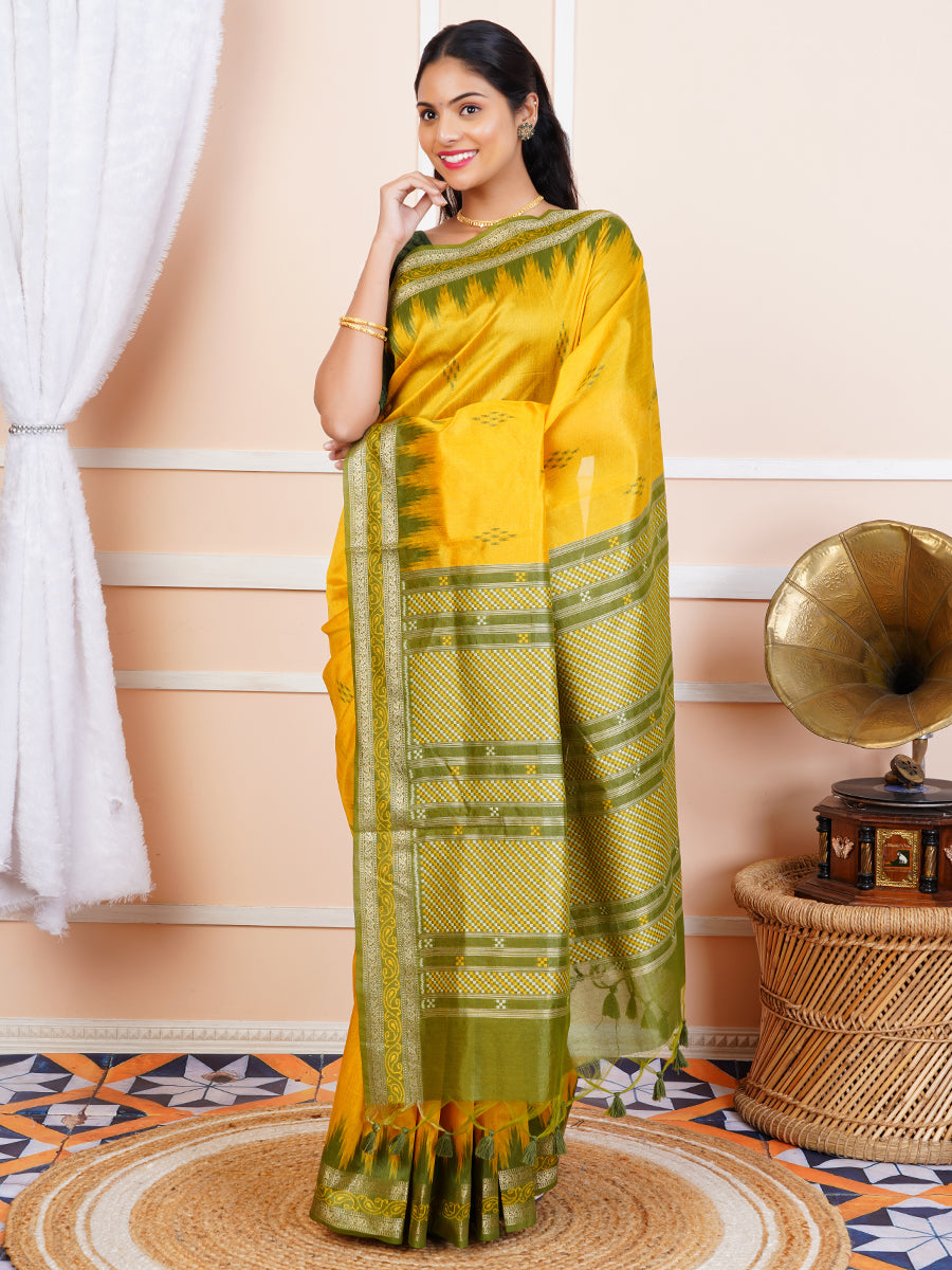 Womens Semi Tussar Silk Saree Gold ST123