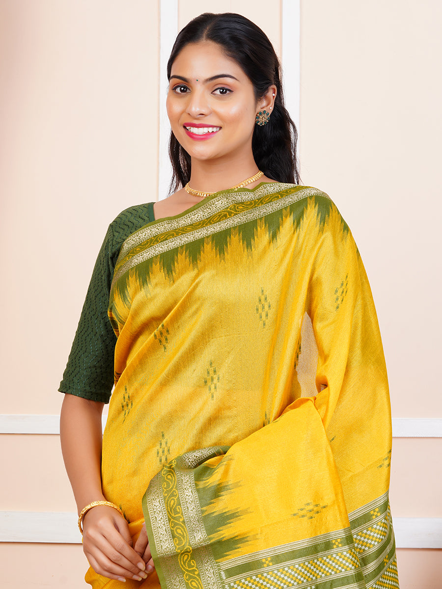 Womens Semi Tussar Silk Saree Gold ST123