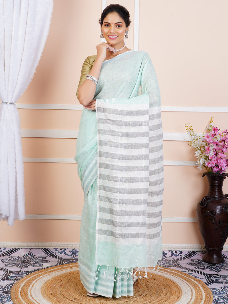 Womens Pure Cotton Saree Green PCS70