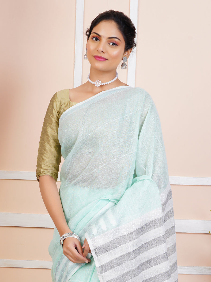 Womens Pure Cotton Saree Green PCS70