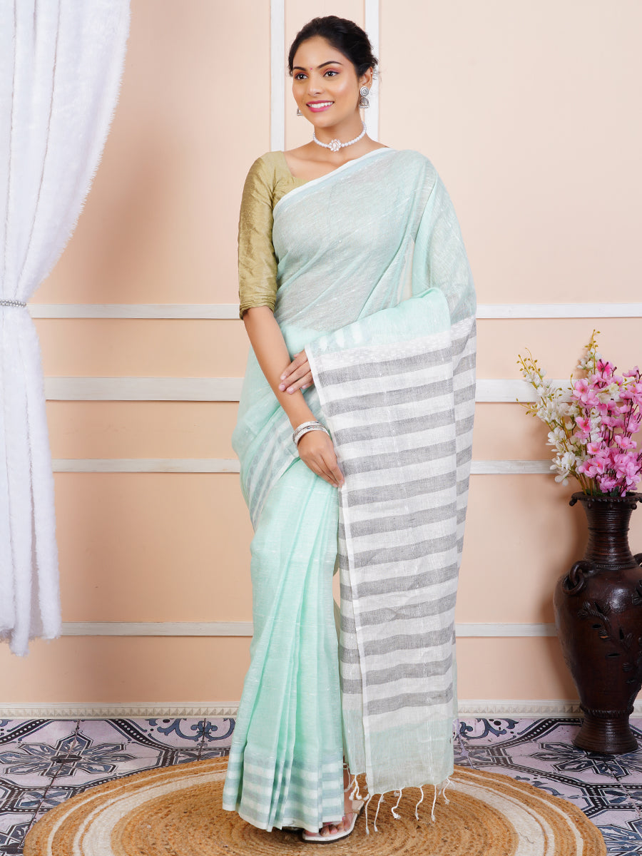 Womens Pure Cotton Saree Green PCS70