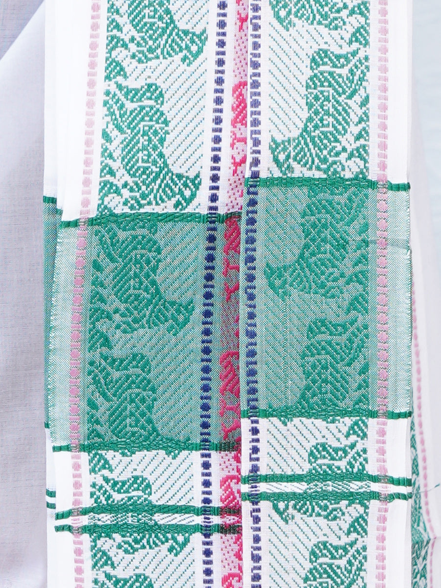 Mens Fancy Green Border Panchakacham With Angavasthram Guruputra(9+5) GP04