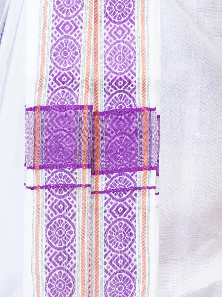 Mens Fancy Violet Border Panchakacham With Angavasthram Srirasthu(9+5) SR25