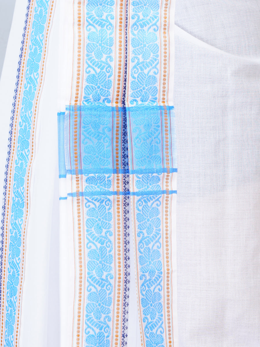 Mens Fancy Blue Border Panchakacham With Angavasthram Srirasthu(9+5) SR22