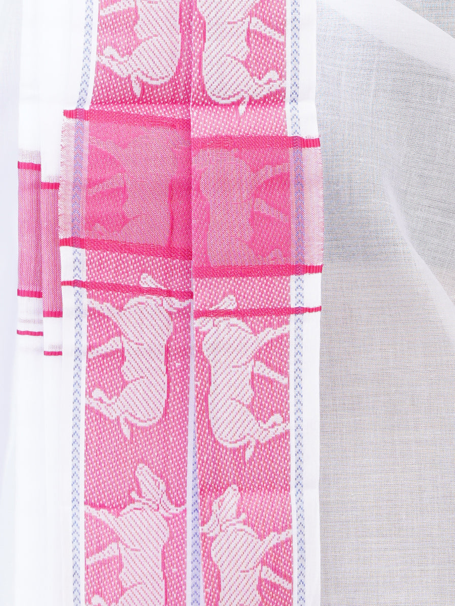 Mens Fancy Pink Border Panchakacham With Angavasthram Srirasthu(9+5) SR34