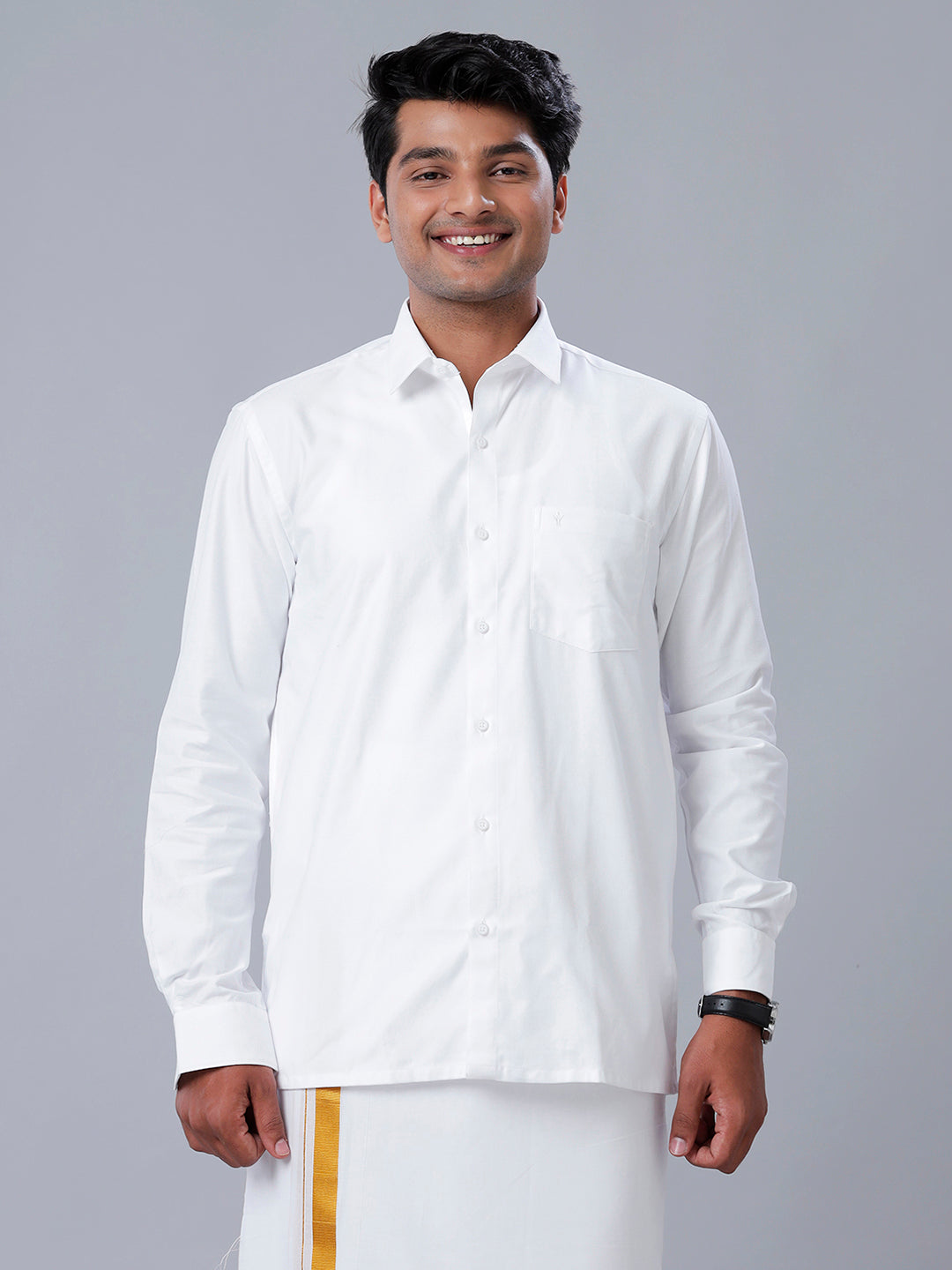 RAMRAJ COTTON Men Solid Cotton White Full Sleeve Shirt Super Soft Cotton