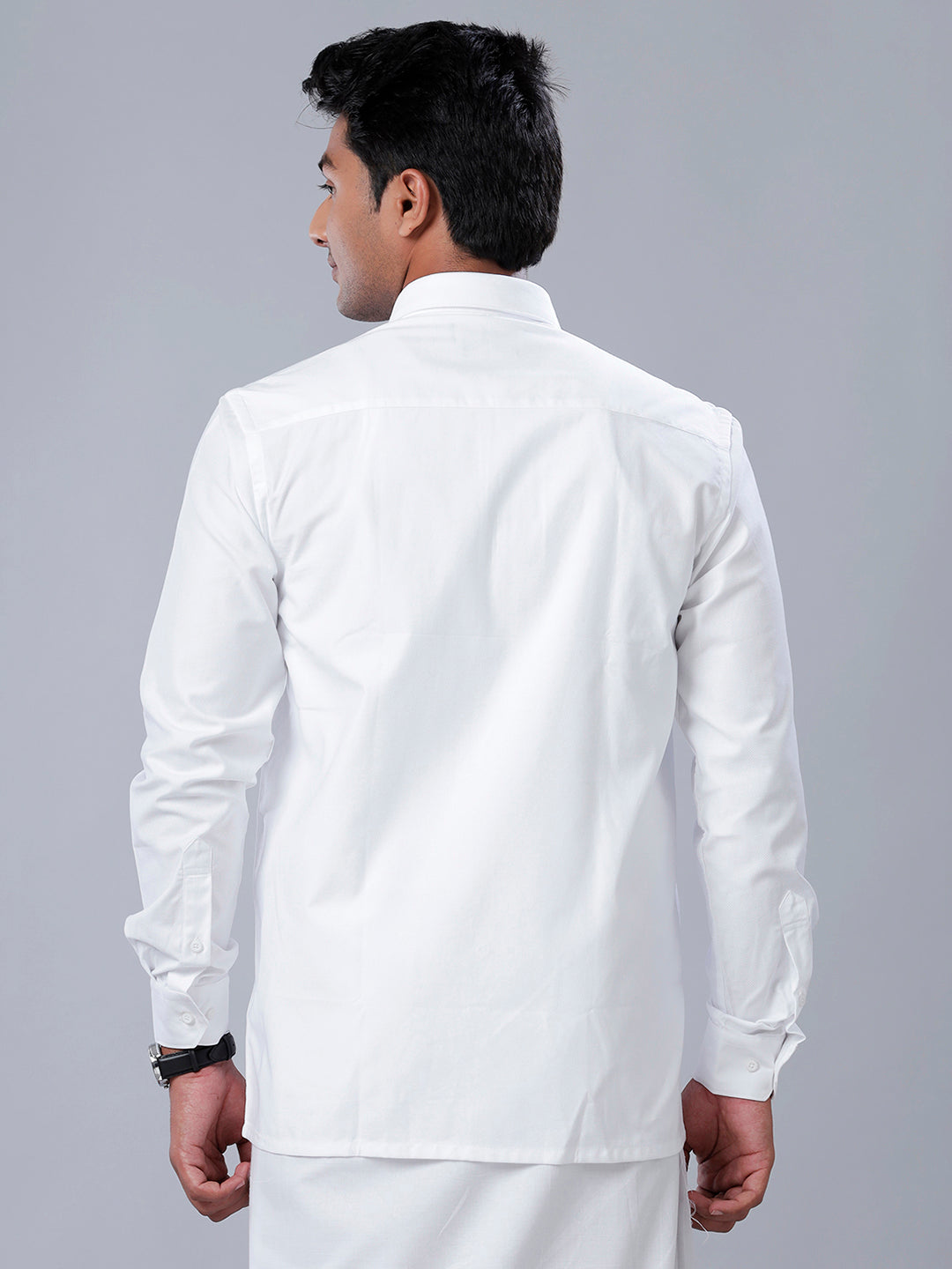 Mens Premium Pure Cotton White Shirt Full Sleeves Limited Edition 1-Back view