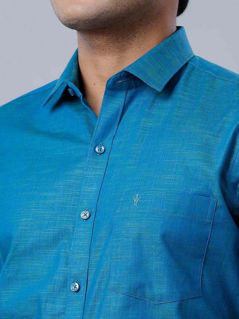 Mens Formal Shirt Half Sleeves Greenish Blue CL2 GT29