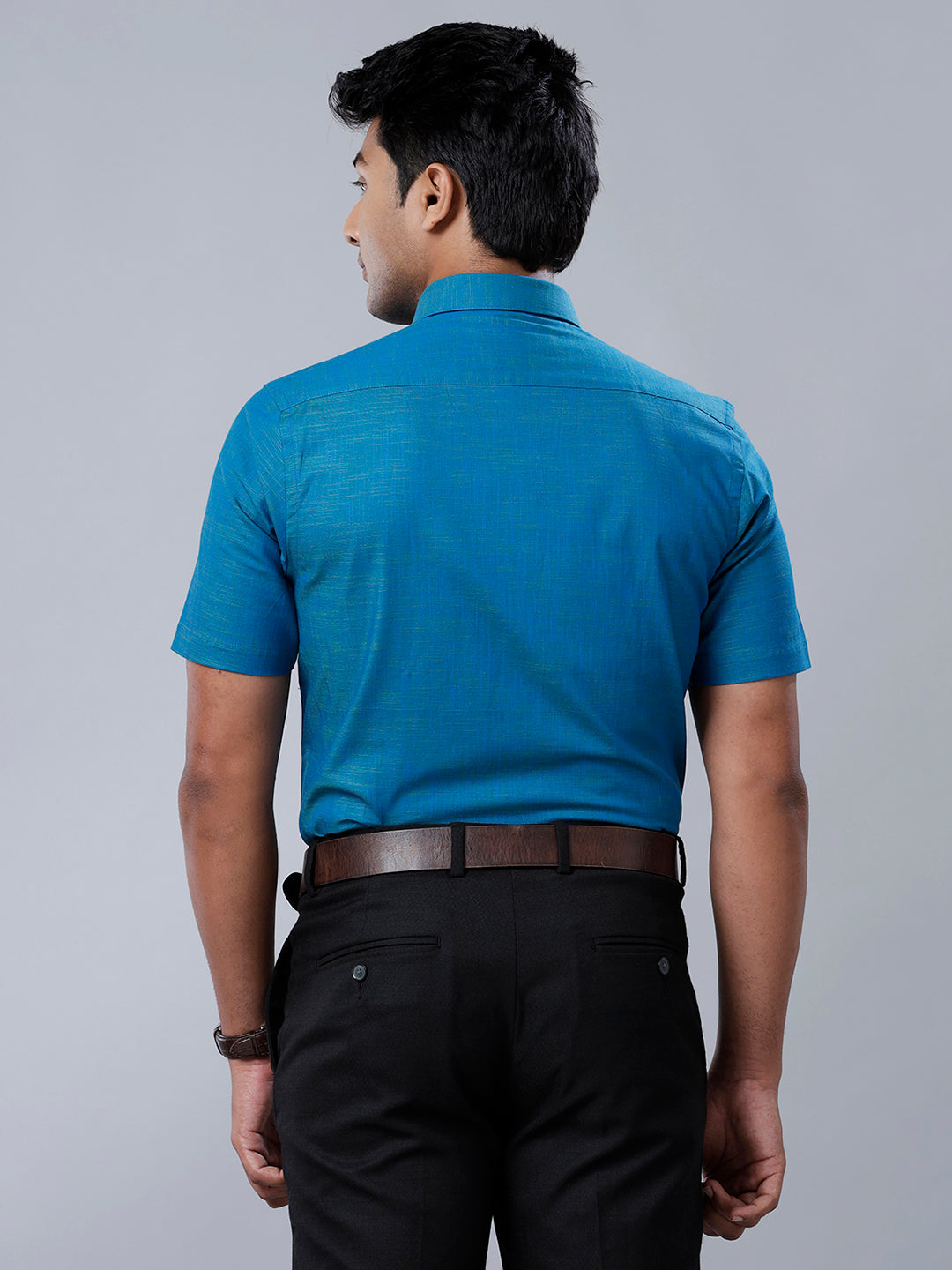 Mens Formal Shirt Half Sleeves Greenish Blue CL2 GT29-Back view