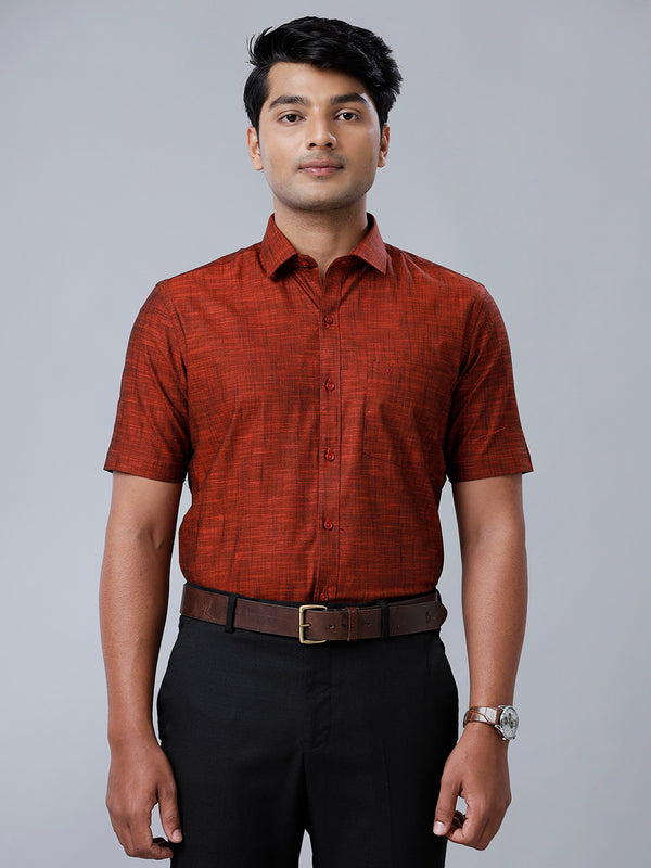 Mens Formal Shirt Half Sleeves Dark Maroon CL2 GT28