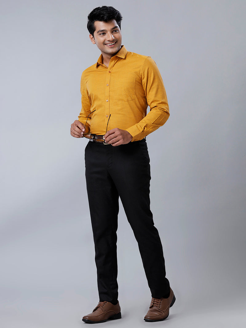 Mens Formal Shirt Full Sleeves Yellowish Brown CL2 GT32