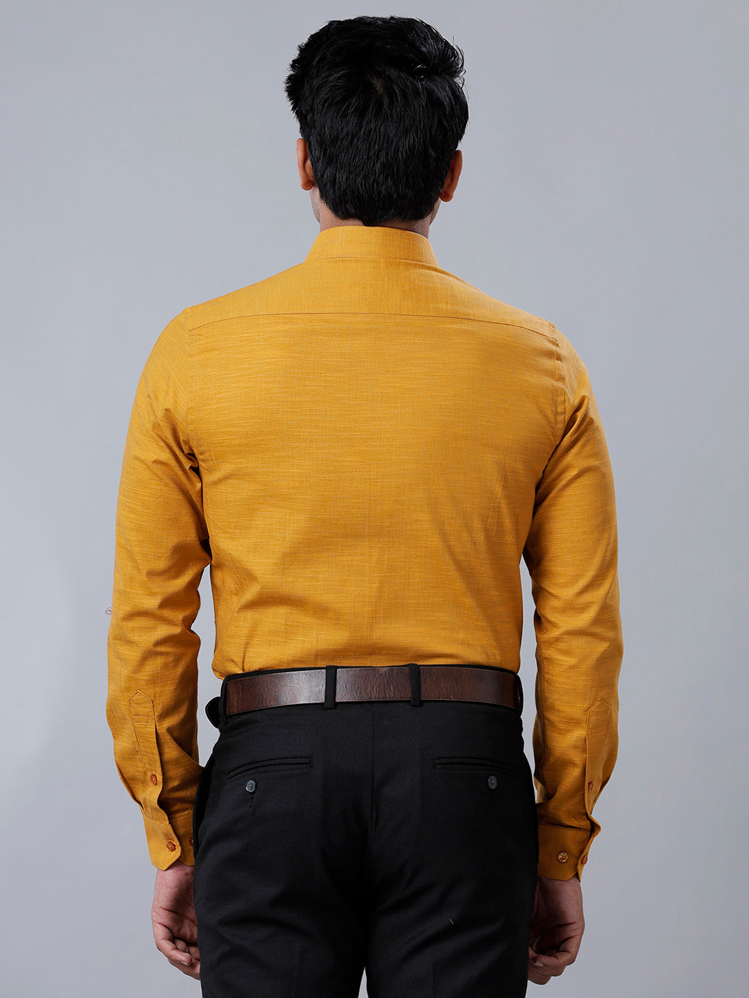 Mens Formal Shirt Full Sleeves Yellowish Brown CL2 GT32-Back view