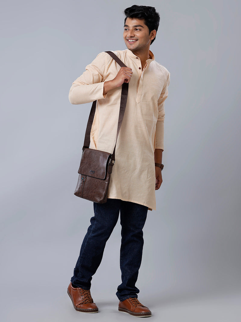 Mens Cotton Sandal Plain Medium Length Kurta J17