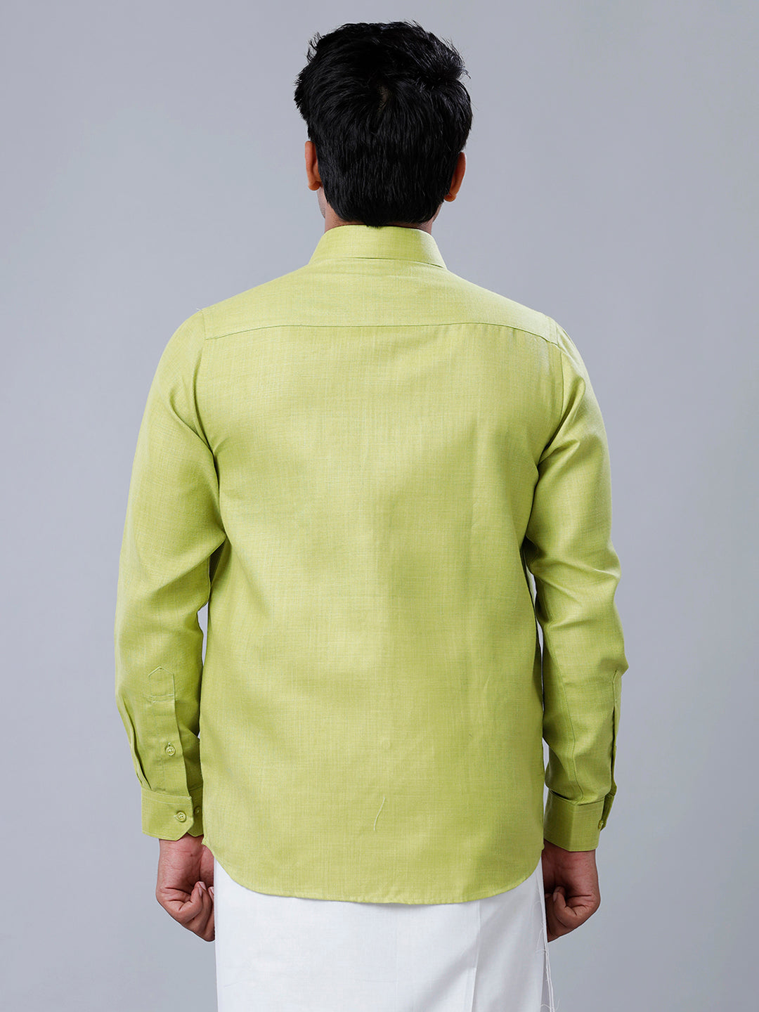 Mens Formal Shirt Full Sleeves Green T41 TQ2-Back view