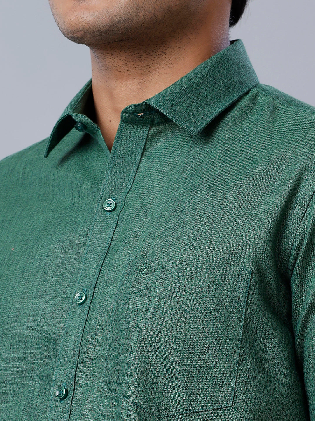 Mens Formal Shirt Half Sleeves Dark Green T26 TB9-Zoom view