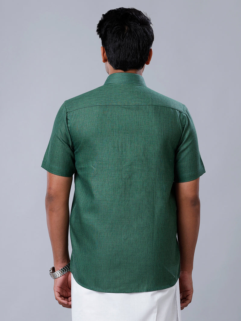 Mens Formal Shirt Half Sleeves Dark Green T26 TB9