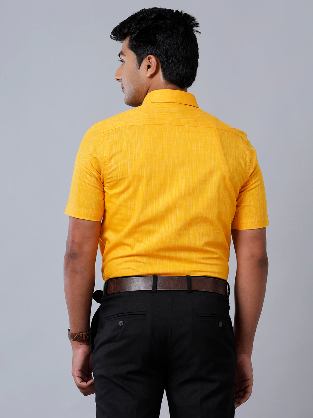 Mens Formal Shirt Half Sleeves Orange CL2 GT34-Back view