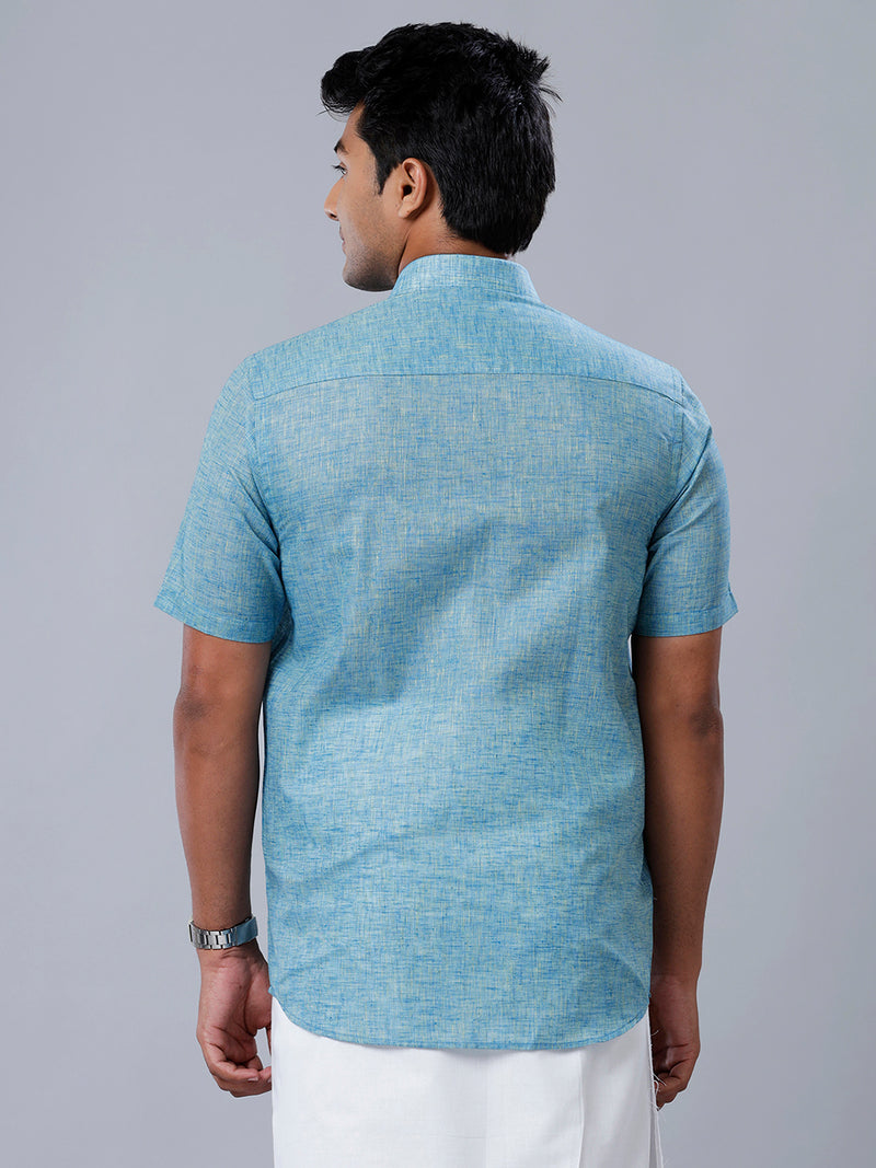 Mens Formal Shirt Half Sleeves Blue T39 TO5