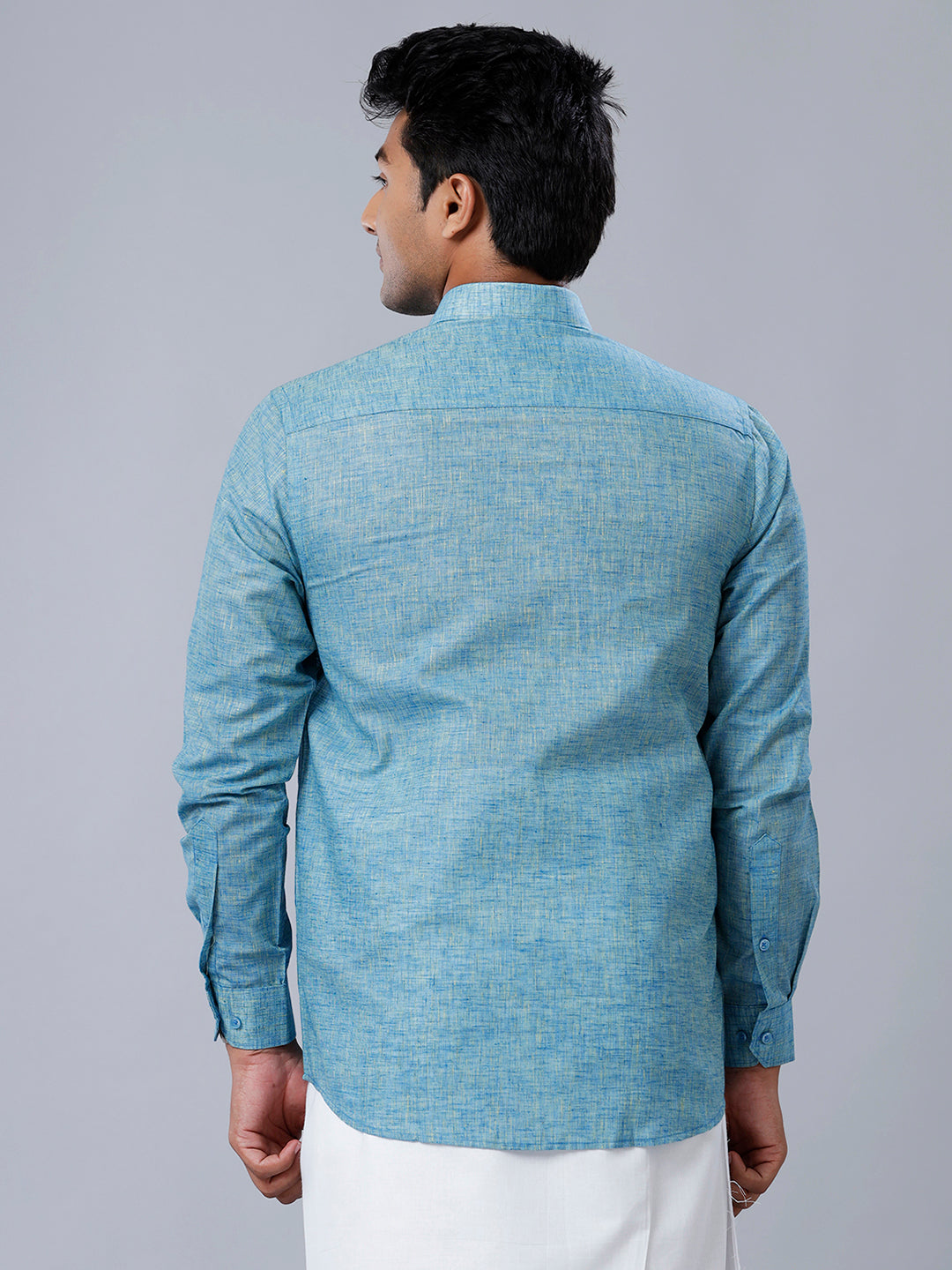 Mens Formal Shirt Full Sleeves Blue T39 TO5-Back view