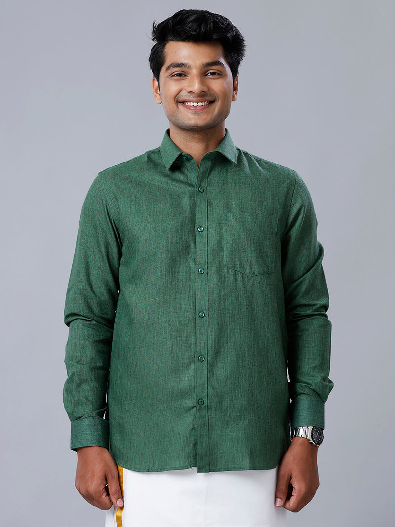 Mens Formal Shirt Full Sleeves Dark Green T26 TB9