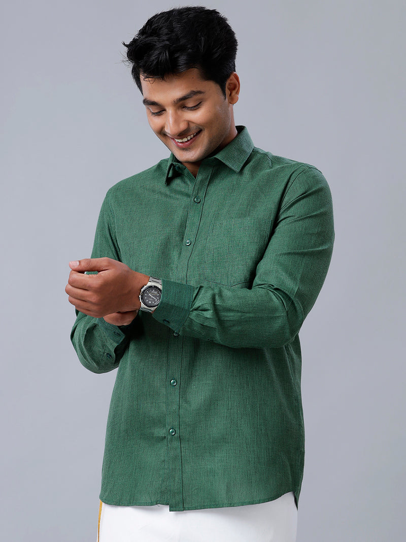 Mens Formal Shirt Full Sleeves Dark Green T26 TB9