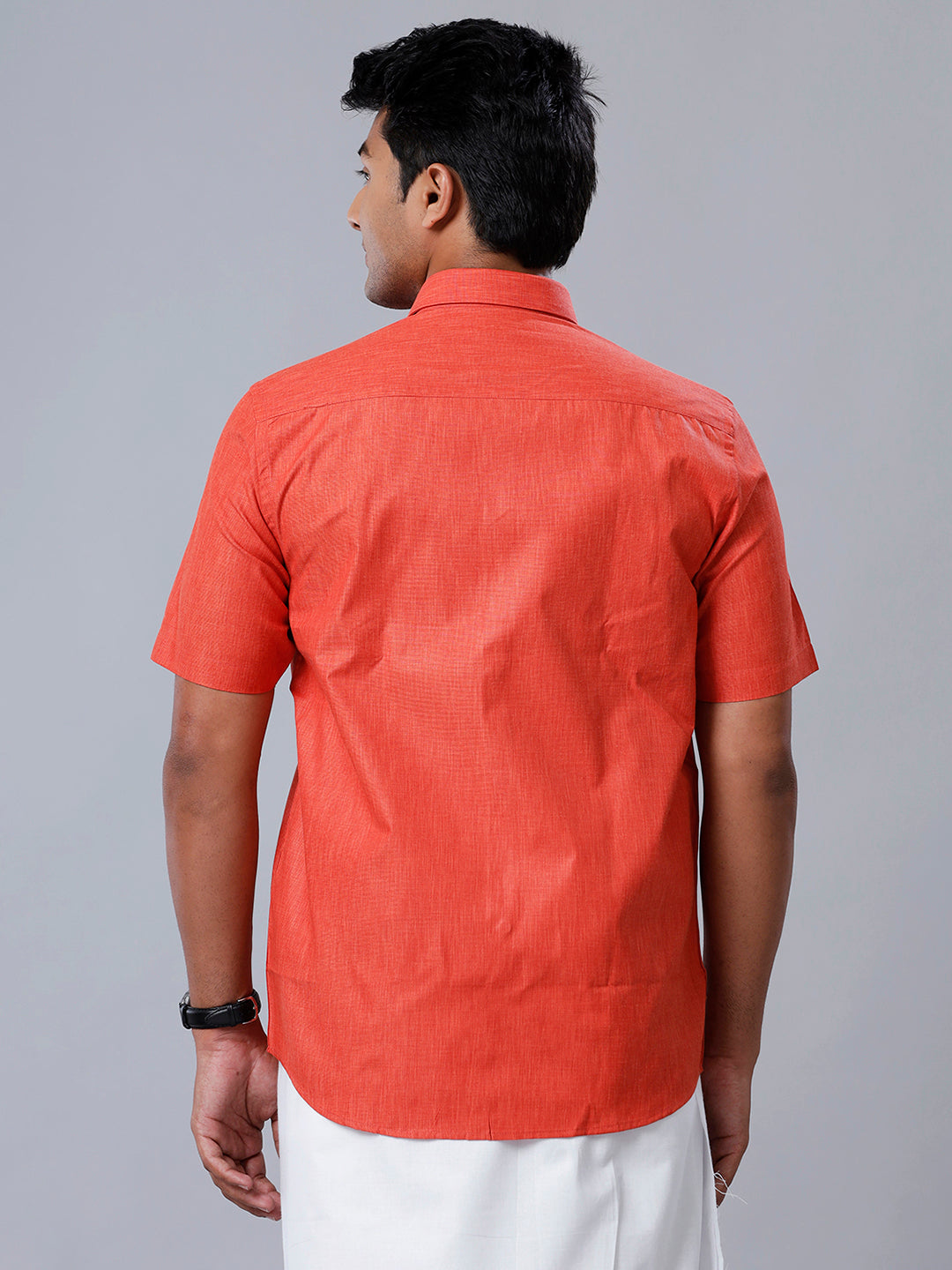 Mens Formal Shirt Half Sleeves Red T40 TP1-Back view