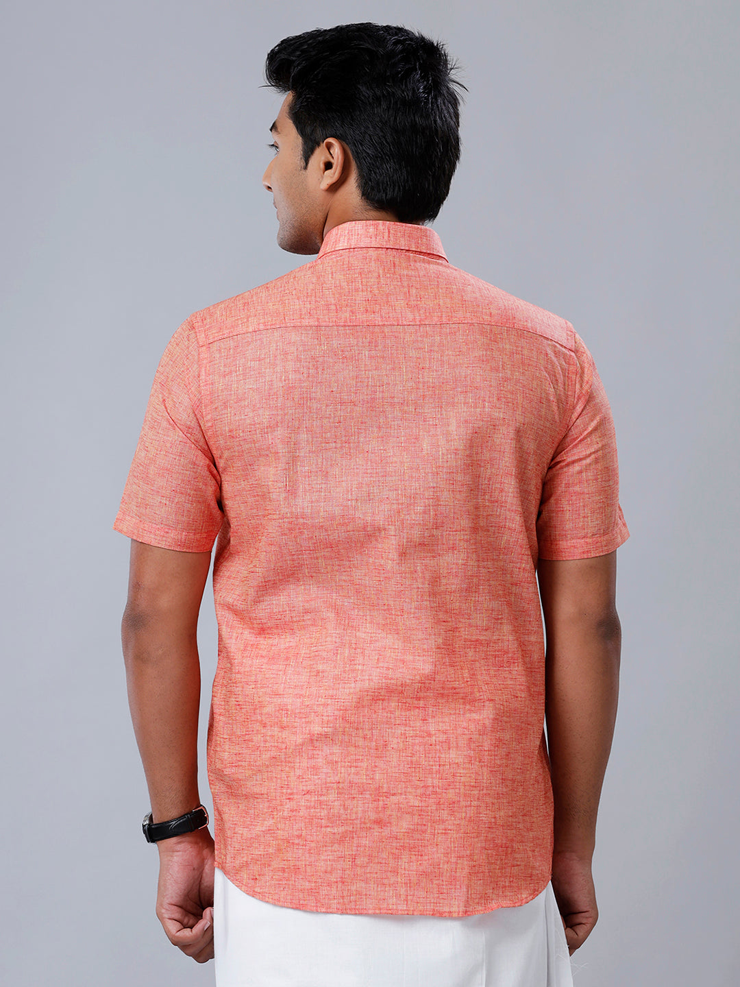 Mens Formal Shirt Half Sleeves Red T39 TO4-Back view