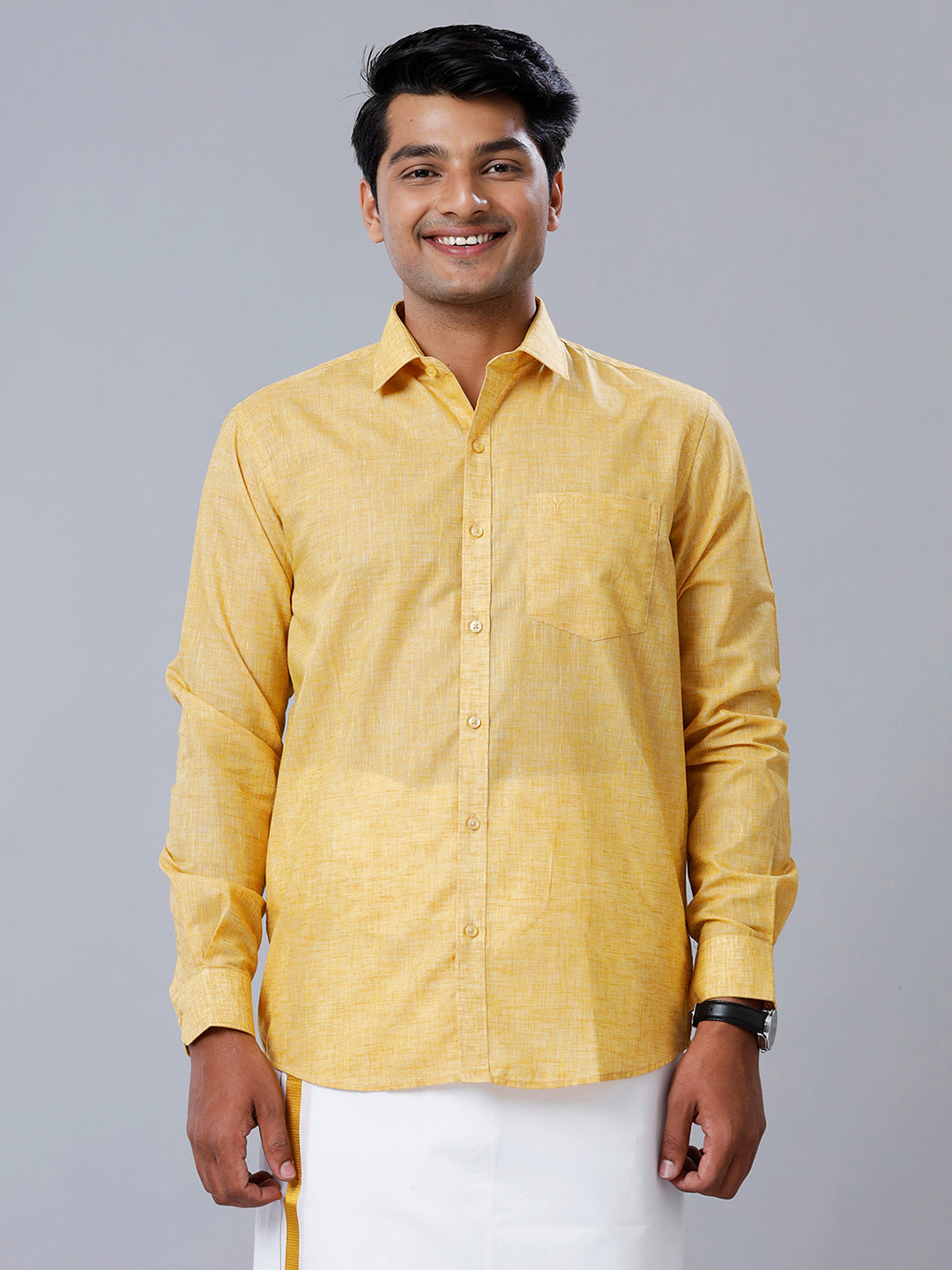 Mens Formal Shirt Yellow T39 TO2
