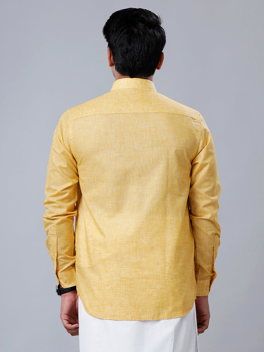Mens Formal Shirt Full Sleeves Yellow T39 TO2-Back view