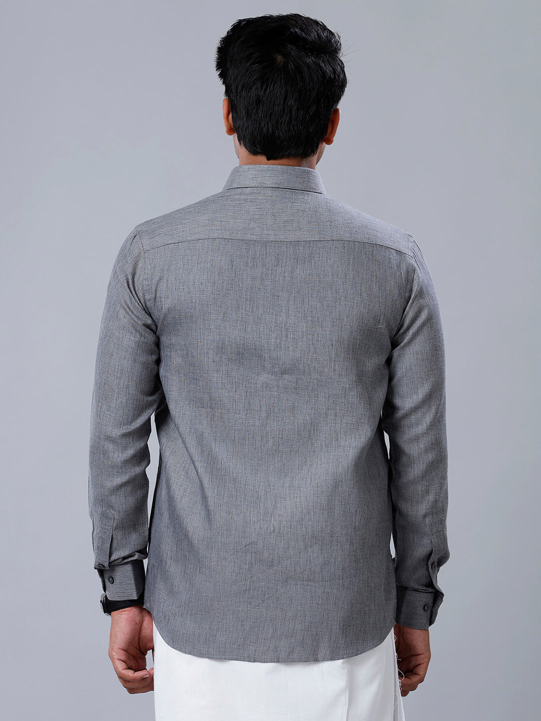 Mens Formal Shirt Full Sleeves Grey T26 TB7-Back view