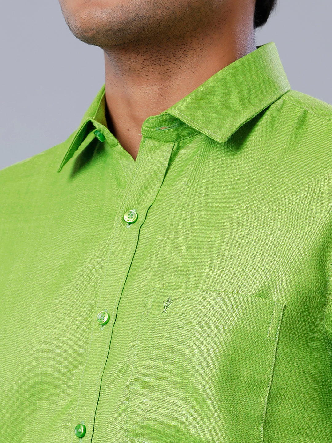 Mens Formal Shirt Half Sleeves Parrot Green T41 TQ8-Zoom view