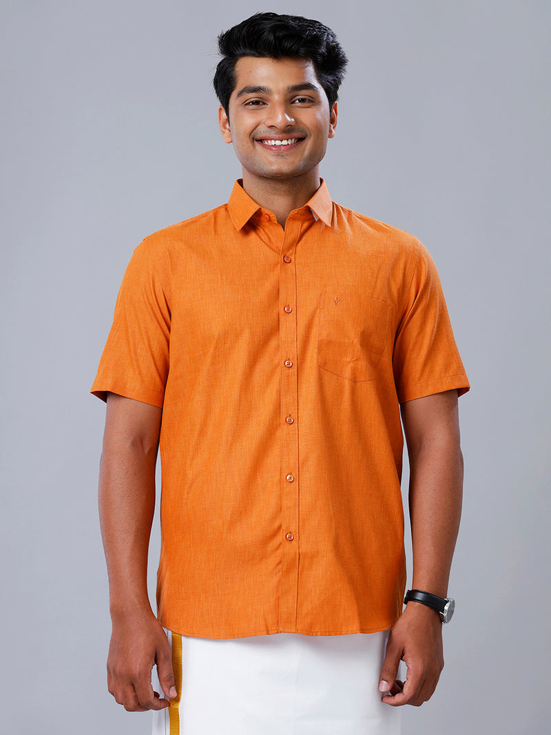 Mens Formal Shirt Half Sleeves Saffron T40 TP7