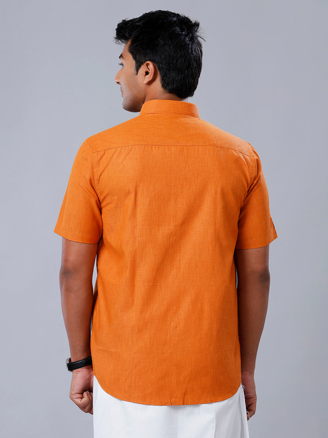 Mens Formal Shirt Half Sleeves Saffron T40 TP7-Back view