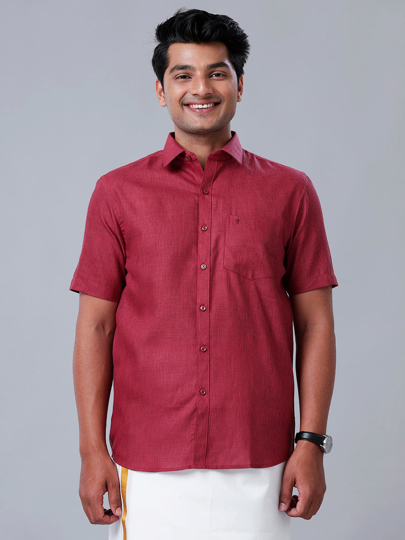 Mens Formal Shirt Half Sleeves Maroon T26 TB10