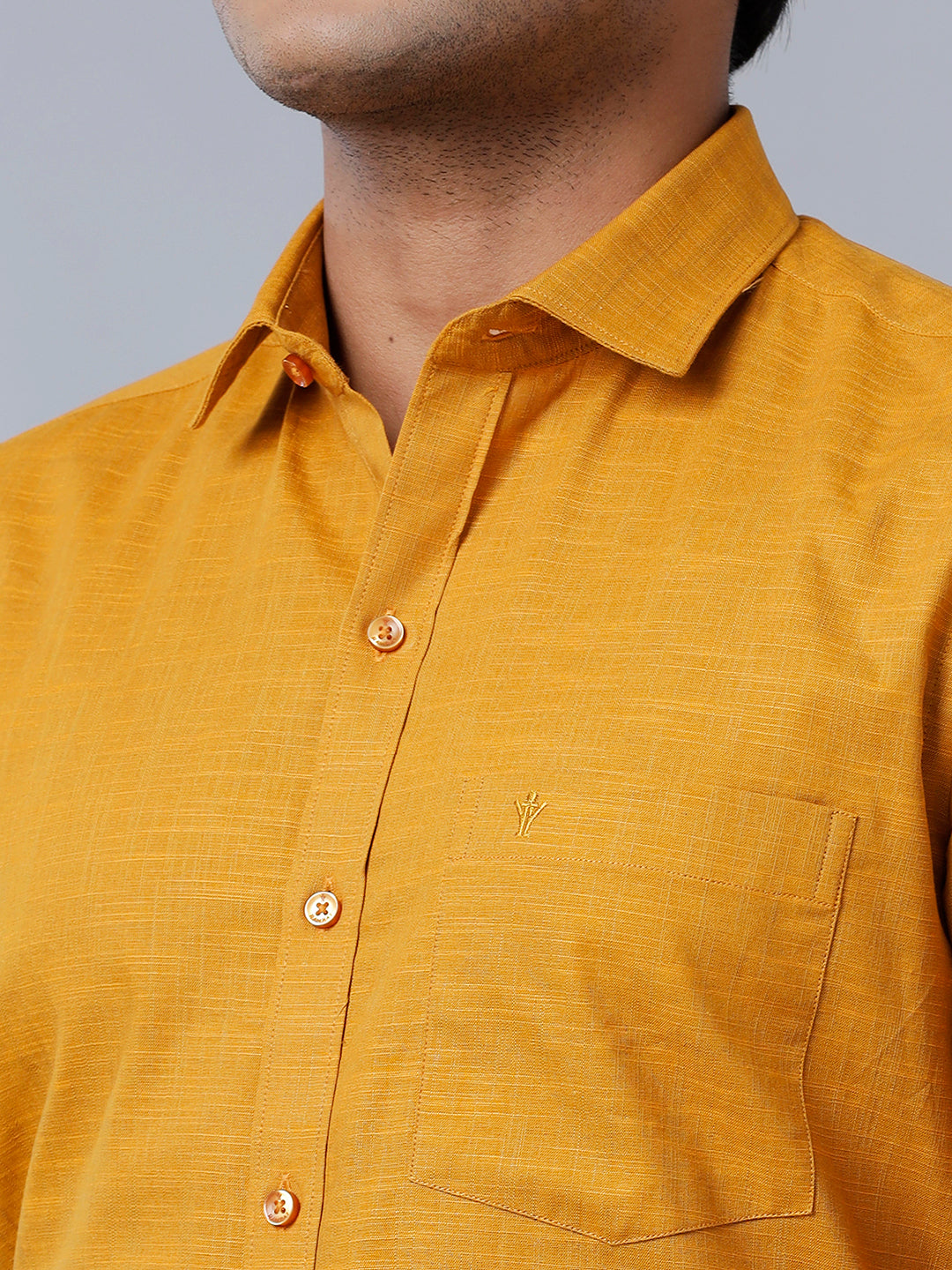 Mens Formal Shirt Half Sleeves Yellowish Brown CL2 GT32-Zoom view