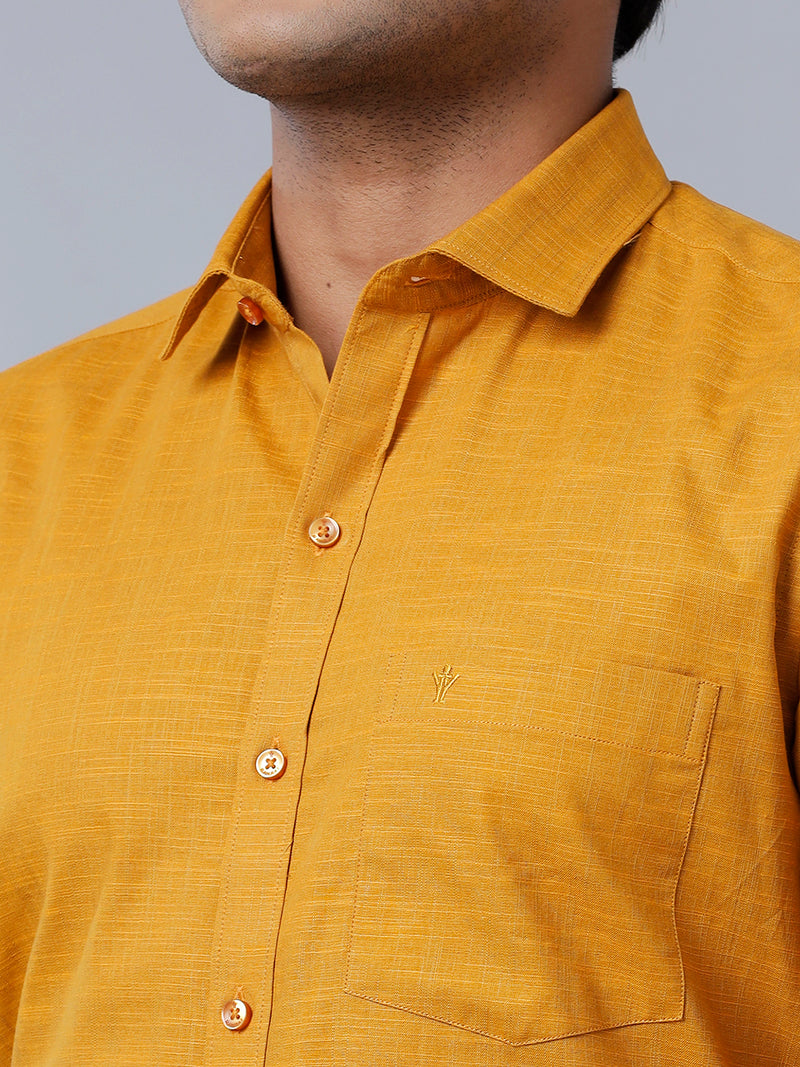 Mens Formal Shirt Half Sleeves Yellowish Brown CL2 GT32