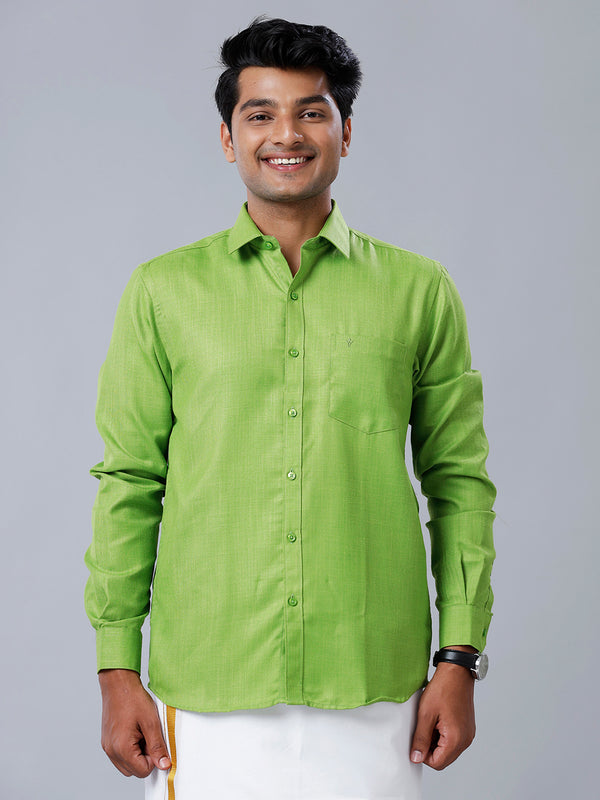 Mens Formal Shirt Full Sleeves Parrot Green T41 TQ8