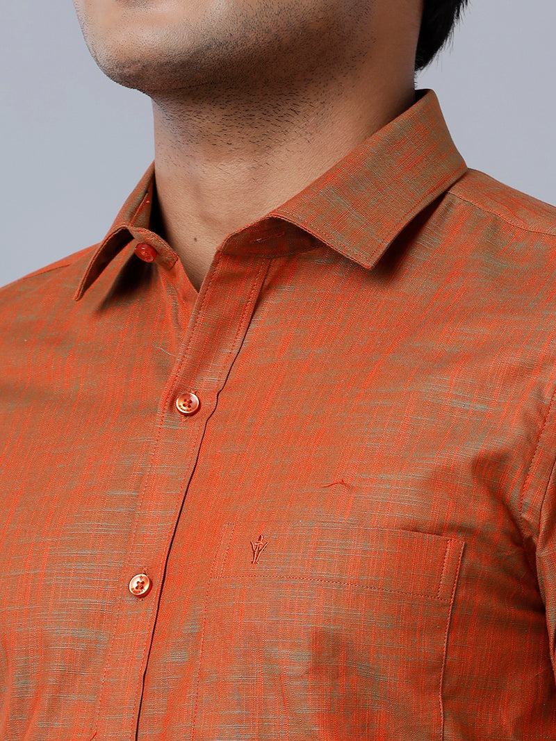 Mens Formal Shirt Half Sleeves Reddish Brown CL2 GT30