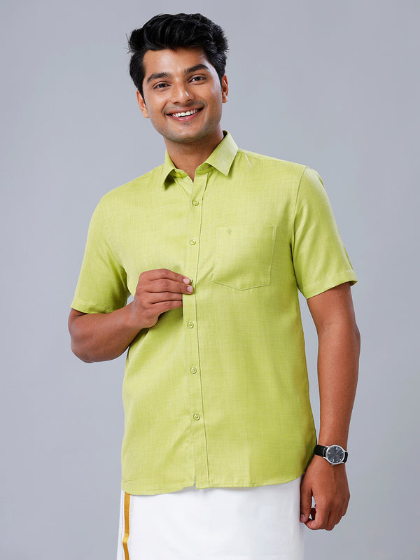 Mens Formal Shirt Half Sleeves Green T41 TQ2