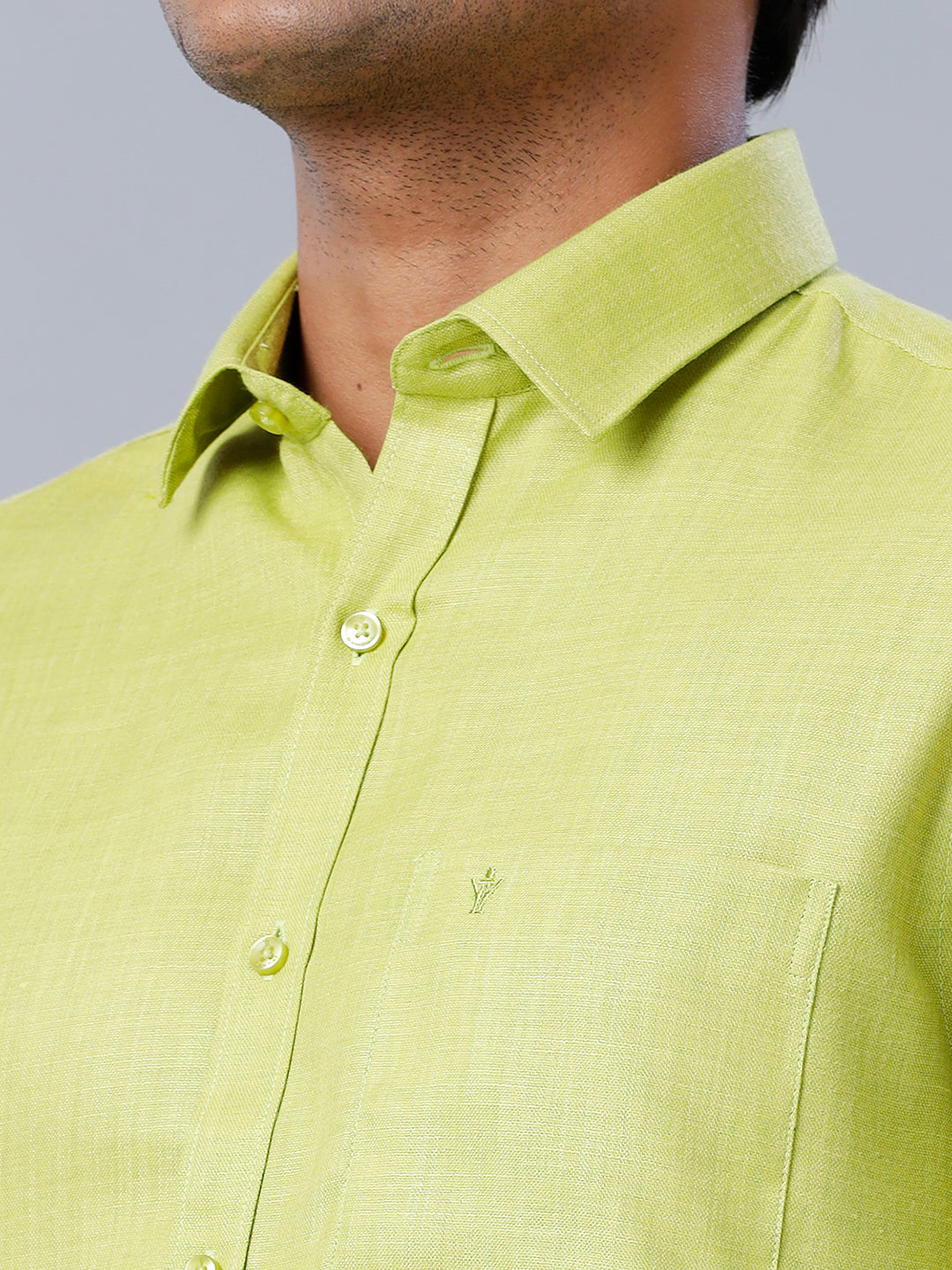 Mens Formal Shirt Half Sleeves Green T41 TQ2-Zoom view