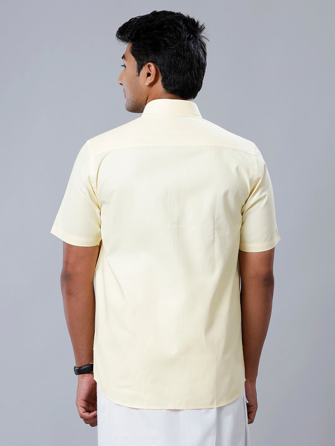 Mens Formal Shirt Half Sleeves Cream T40 TP5-Back view