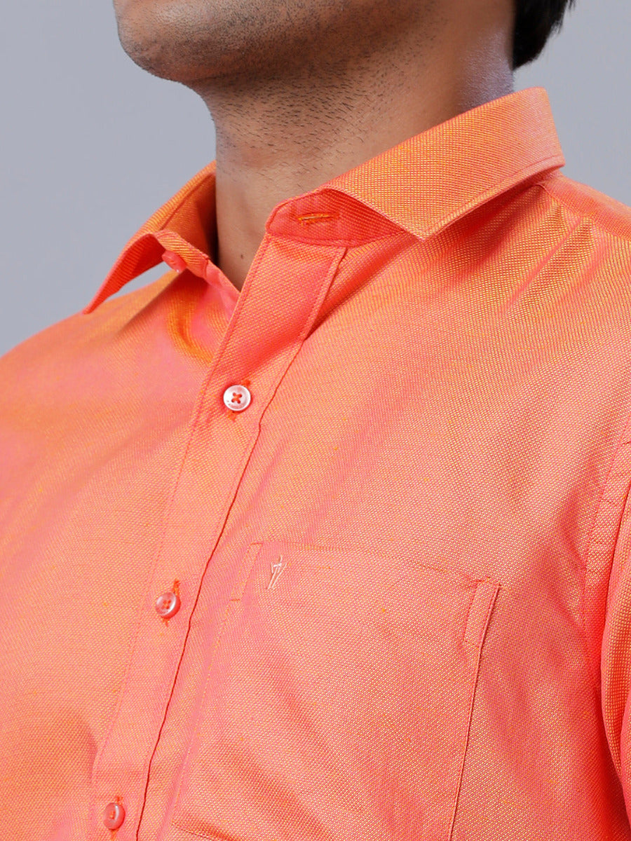 Mens Readymade Dhoti with Matching Shirt Half Orange C102-Zoom  view