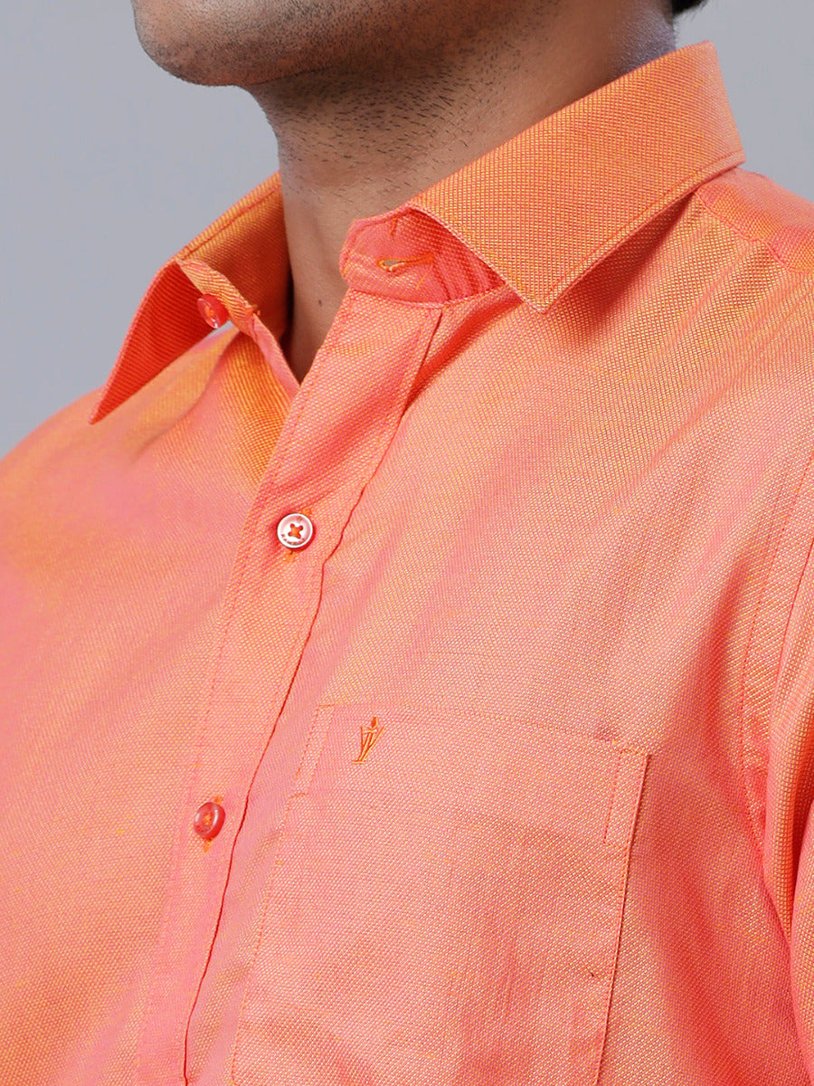 Mens Readymade Dhoti with Matching Shirt Full Orange C102-Zoom view