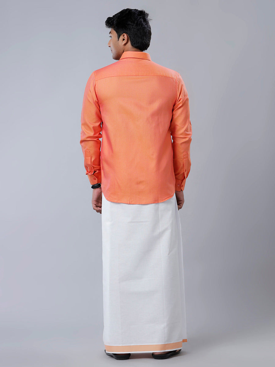 Mens Readymade Dhoti with Matching Shirt Full Orange C102-Back view