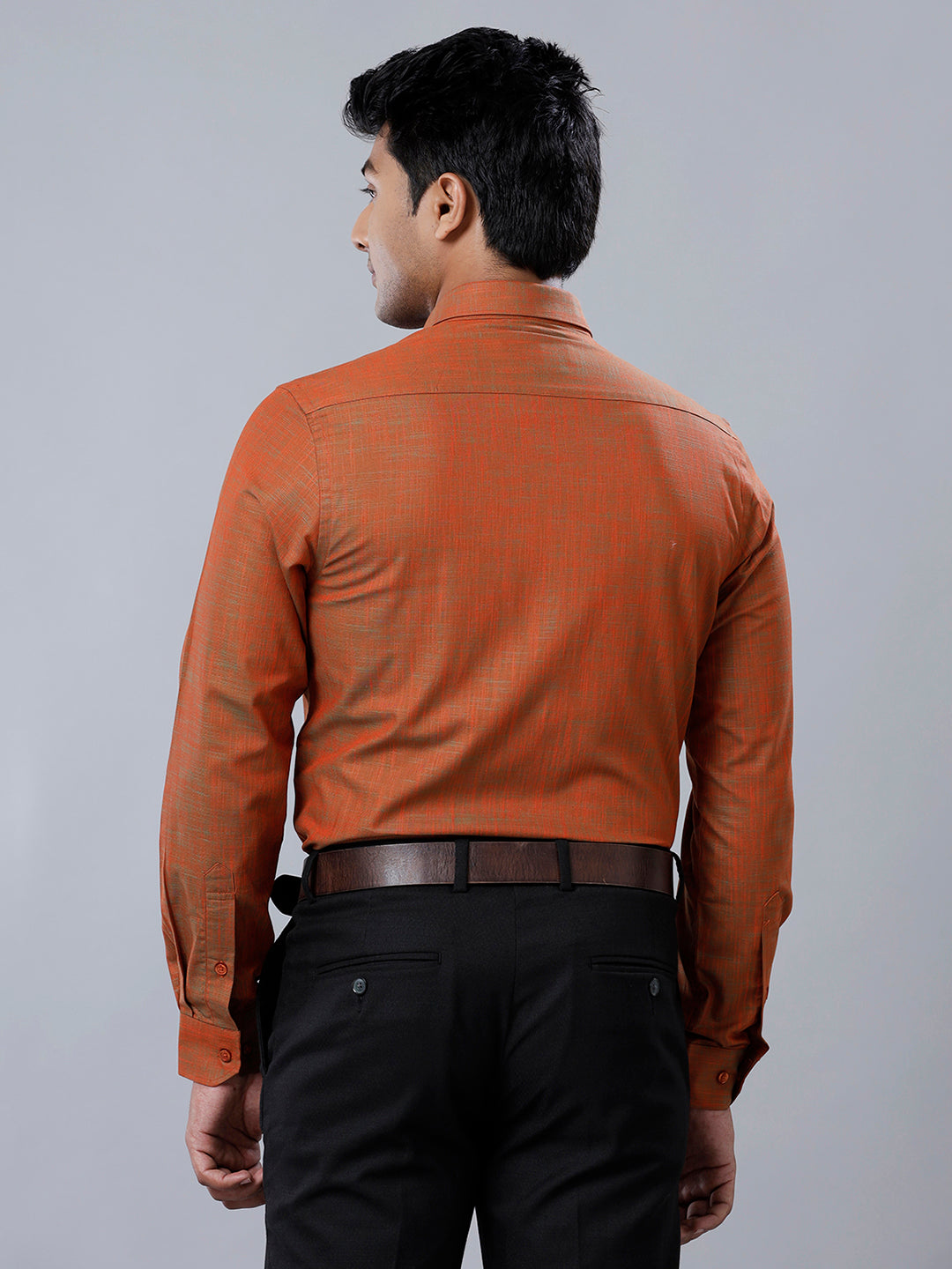 Mens Formal Shirt Full Sleeves Reddish Brown CL2 GT30-Back view